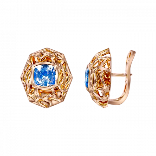 Серьги Оригами с лунным камнем